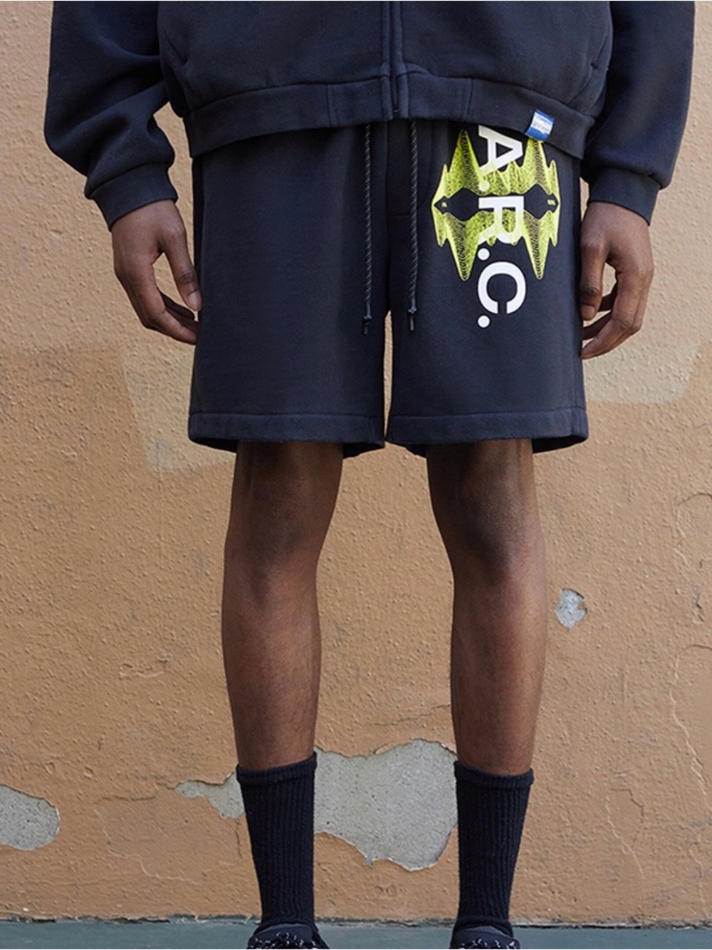 PacSun A.R.C. Black Vintage Wash Heavyweight Fleece Sweat Shorts Mens Size L NWT